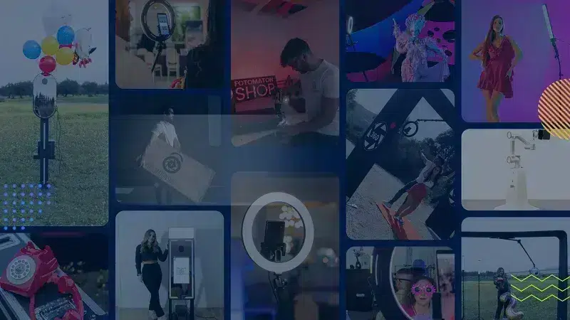 Mosaico de fotomatones 360, espejo y cabina en bodas y eventos